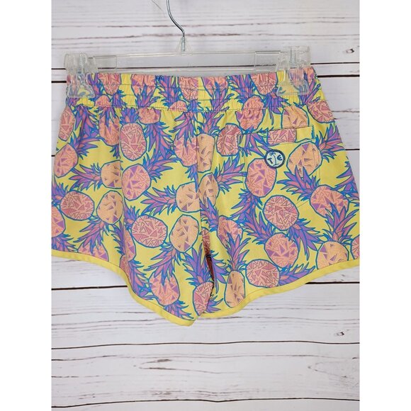 Tipsy Elves Womens XS‎ Pineapple Print Yellow Athletic Shorts With Drawstring - Picture 3 of 8